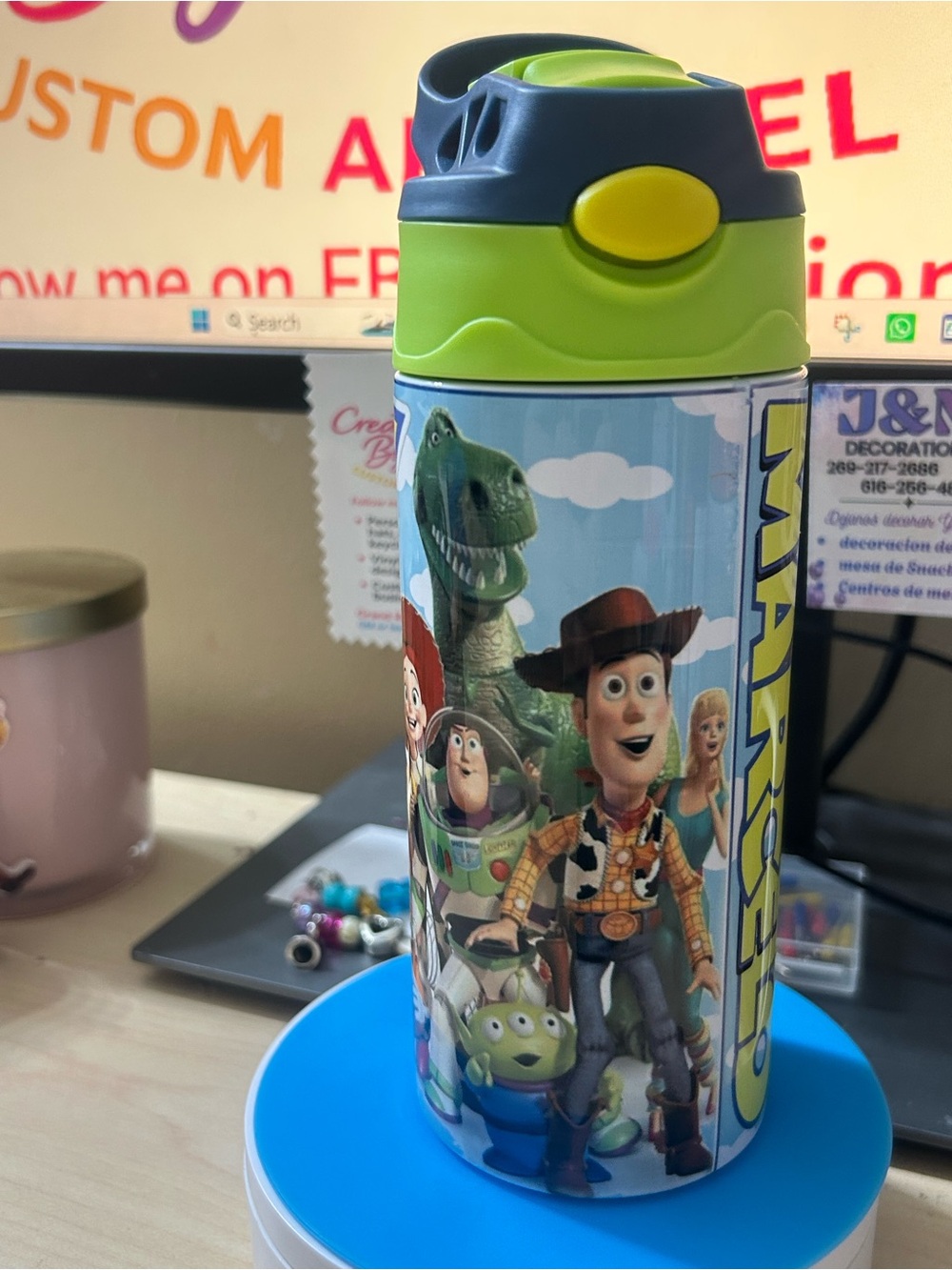 Creations By Lulu Toy Story Stainless Kids Bottle in Green and Blue